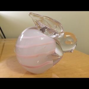 Light pink Bunny crystal glass sculpture decor.
